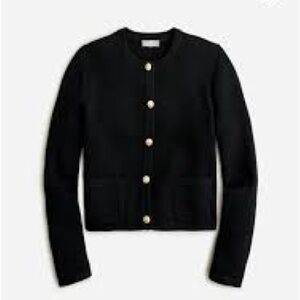 J.Crew Emilie Patch-Pocket Sweater Lady Jacket In Black Size XS